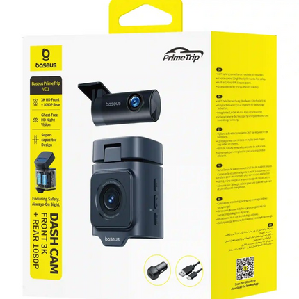 Baseus PrimeTrip VD1 Dash Cam Front 3K + Rear 1080p