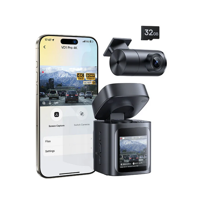 Baseus PrimeTrip VD1 Pro Dash Cam Lithium Battery 4K+1080p
